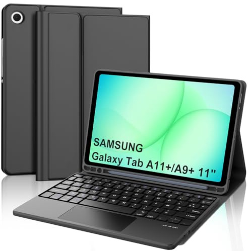 Coque Clavier pour Samsung Galaxy Tab A11+/A9+ 11 Pouces, AZERTY Français Housse Clavier Bluetooth Détachable avec Pavé Tactile pour Tablette Samsung Galaxy Tab A11 Plus/A9 Plus 11 2025/2023, Noir