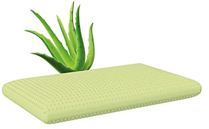 MAPE Ergonomisches Duftkissen Aloe Vera – Thermo-Soft-Kaltsschaum Nackenkissen, anatomisch & druckentlastend, antiallergisch, atmungsaktiv, inkl. Baumwollbezug & Transporttasche, 73×43×13,8 cm