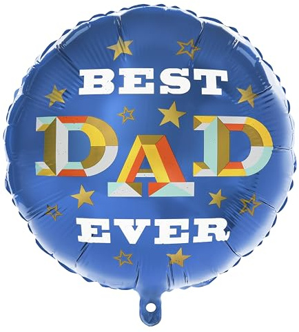 UK Greetings | Father's Day Foil Balloon for Dad | Foil Celebration Balloon | Inflate With Air or Helium | Best Dad Ever Navy Foil Balloon | 33 x 33 cm
