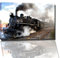 Dampf Eisenbahn Bild auf Leinwand -- 120 x 80 cm fertig gerahmte Kunstdruckbilder als Wandbild - Billiger als Ölbild oder Gemälde - KEIN Poster oder Plakat