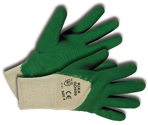 Chrysal KIXX Handschuh Baumwolle/Latex Gr. 8 weiß/grün