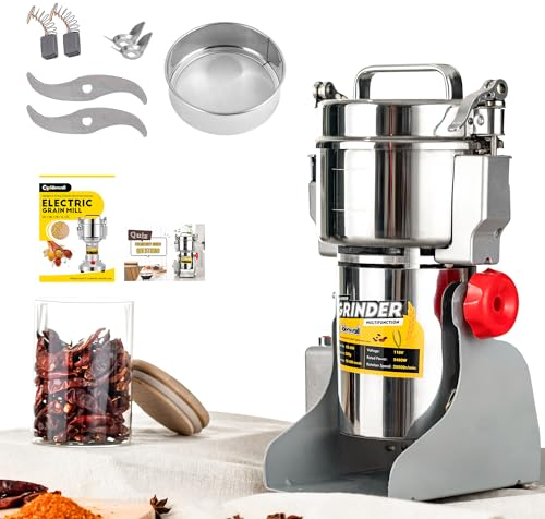 CGOLDENWALL 300g Open-Cover-Stop Protection 1500W Electric Grain Grinder 28000RPM Superfine Mill for Herb/Spice/Nut/Cereal 30s Speedy Grinding with Overload Protection& 5min Timer& Commercial Motor CE