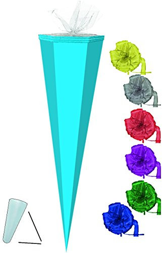 alles-meine.de GmbH Schultüte Rohling - hell Blau - 35 cm incl. Schleife mit Kreppabschluß - Zuckertüte - zum Basteln, Bemalen und Bekleben Bastelschultüte