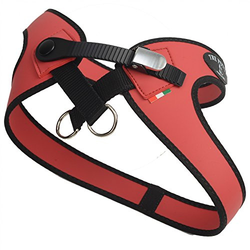 TRE Ponti Geschirr Easy Fit Micro Trim mit Schwarzem Rand Rot 73-84 cm bis ca. 32 kg