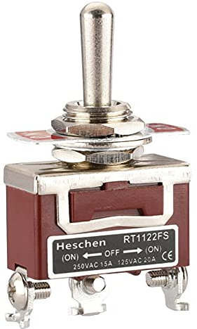 Heschen Metall-Kipptaster, DPDT, Wipptaster mit 3 Positionen (On)/Off/(On), 15 A, 250 V Wechselstrom, CE-Kennzeichnung