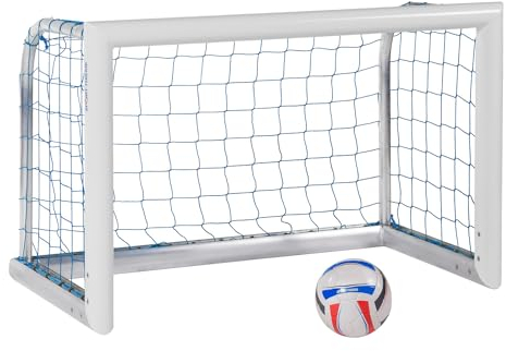 Sport-Thieme Mini-Fußballtor Professional Kompakt | Aluminium Tor | Rundrohr & Ovalprofil | Frei stehend | Weiß-Pulverbeschichtet | Inkl. Netz & Netzhalter