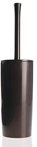 mDesign Toilet Brush with Holder – Plastic Free Standing Toilet Brush Set – Includes Hygienic Toilet Brush Holder and Brush – Bronze
