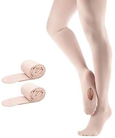 Bezioner Collants de Danse pour les Filles Femmes pour Ballet Yoga Gymnastique Convertible, 2 Paires Rose, S(110-125cm)