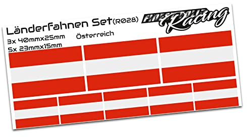 Finest Folia 8 x Aufkleber Fahne Länderfahne Flagge RC Car Auto Motorrad Sticker Fahrrad Aufkleber Modellbau (R028 Österreich)