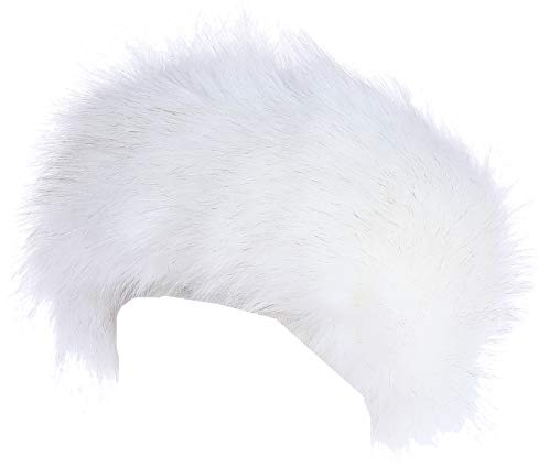 Soul Young Damen Winter Faux Fuchs Haarband Schleife Design Elastische Stirnband Kopfband(Weiß)
