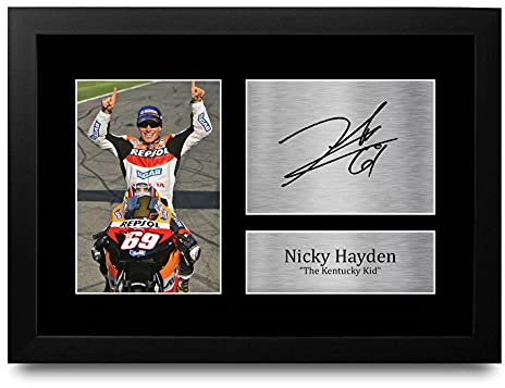 HWC Trading Nicky Hayden A4 Gerahmte Signiert Gedruckt Autogramme Bild Druck-Fotoanzeige Geschenk Für Superbikes Motogp Fans