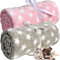 LeerKing Hundedecke flauschig Katzendecke waschbar Fleecedecke Kuscheldecke für Sofa Hundebett und Auto 2er Pack Hellgrau Hellpink 75 * 100cm