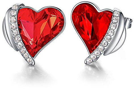 CDE Ohrringe für Damen Schmuck Geschenk, Rosegold Herz Damen Ohrstecker, verschönert mit Kristallen Valentinstag Weihnachten Muttertag Geburtstag Geschenke für Frauen Sie Mutter Freundin Ehefrau