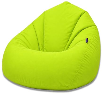 BuBiBag Sitzsack Erwachsene Bodenkissen Sitzkissen, Neongrün XXXL | Riesensitzsack Tropfenform als Liegekissen, 128x85 cm, gefüllt, wasserabweisend, Indoor und Outdoor