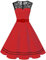 AXOE Damen Rockabilly Kleid 50er Jahre Vintage A-Linie Festlich & Alltag mit Spitze & Gürtel für Hochzeit Sommer Cocktail Rot Weiß Polka Dots, Gr.38 (EU 40), M