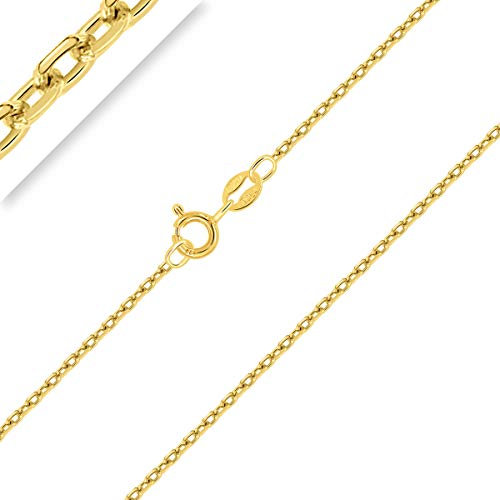 Planetys - Collier - Chaîne Argent 925/1000 - Maille Forçat Diamantée - Plaqué Or Jaune 18 Carats - Largeur : 1.5 mm - Longueur : 40 cm