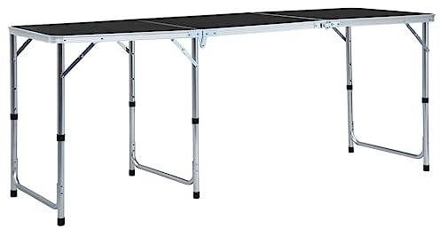 vidaXL Klappbarer Campingtisch Grau Aluminium 180 x 60 cm