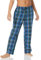 Amazon Essentials Herren Gewebte Straight-Fit Pyjamahose Mit Taschen, Blau Grün Großes Karo, M