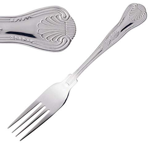 Kings Pattern Cutlery Stainless Steel Restaurant Knife Fork Spoon - Packs of 12/6 (Kings Table Fork Pack of 6)