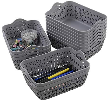 Ortodayes Small Baskets Set, Desktop Plastic Basket, 12 Pack Small Basket Tray