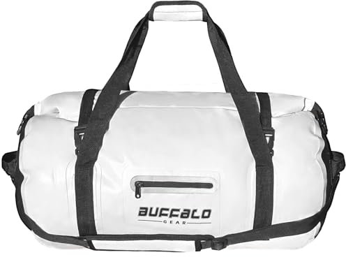 Buffalo Gear Wasserdichte Reisetasche, 40 l, 60 l, 80 l, Roll-Top, strapazierfähig, wasserdicht, Reisetasche für Kajakfahren, Rafting, Bootfahren, Angeln, Camping, Weiss/opulenter Garten, 60L, Reisen