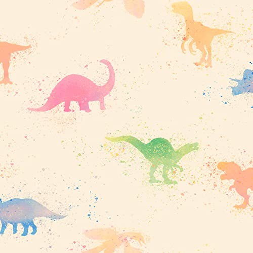 Dino Tapete bunt | Vlies Kindertapete mit Dinosauriern in Wasserfarben Optik | Tier Vliestapete ideal für Kinderzimmer von Jungen