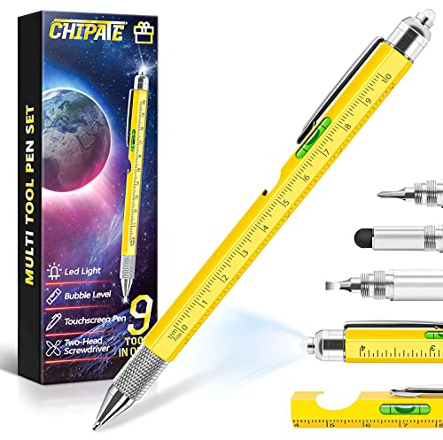 Chipate Geschenke für Männer, 9 IN 1 Multifunktions Kugelschreiber Männergeschenke, Geburtstagsgeschenk für Männer, Weihnachtsgeschenke für Männer, Gadgets für Männer, Lustige Geschenke für Männer
