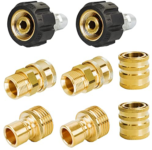 Hourleey Pressure Washer Adapter Set, Quick Disconnect Kit, M22 Metric Male Thread Quick Connector, M22 Swivel to 3/8'' Quick Connect, 3/4 to Quick Release, 8 Pack