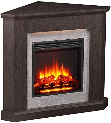 FLAMME Howick Corner Fireplace with 38'' surround with 2kW Fireplace Heater Espresso Oak Multiple Colours Available