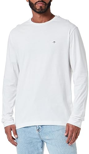 GANT Men's Reg Shield LS T-Shirt, Eggshell, XS