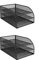 OSCO Black Wiremesh Triple Letter Tray | 2 Pack | Document Storage | A4 Filing | Assembled | Paper Organiser | Desk Tidy | H17.5 x W24.5 x D37 cm |