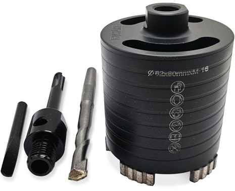 GVHAKG Broca de diamante, avellanador de latas de núcleo, set de 82 mm de altura de segmento de 10 mm, con broca de centrado de 10 x 120 mm, de cajas eléctricas empotradas en hormigón, mampostería y