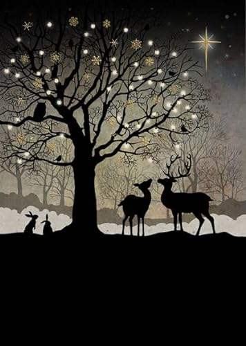 Bug Art Weihnachtskarten, 8 Stück, Motiv: Wald und Tiere, geprägt mit Folien-Details, umweltfreundlich und recycelbar