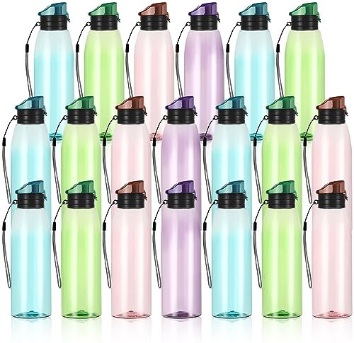 Uiifan 20 botellas de agua a granel para adultos, botellas de agua de plástico transparente de 17 onzas, botellas de bebida deportiva a prueba de fugas, botellas de viaje para gimnasio, camping,