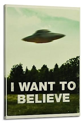 KWID Vintage Poster I Want To Believe UFO Poster Dekorative Malerei Leinwand 60 x 90 cm