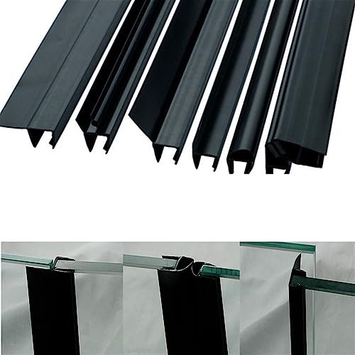 Black Shower Screen Seal Strip for 6mm-12mm Glass PVC Bath Shower Door Bottom Sweep Waterproof Window Weatherstrip Glue-Free (Color : F-12mm 2pcs X50cm)