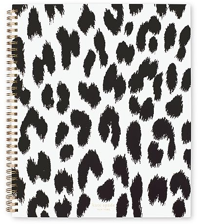 Kate Spade New York Large College Ruled Notebook, 11 x 9.5 Spiral Notebook with 160 Pages, Modern Leopard