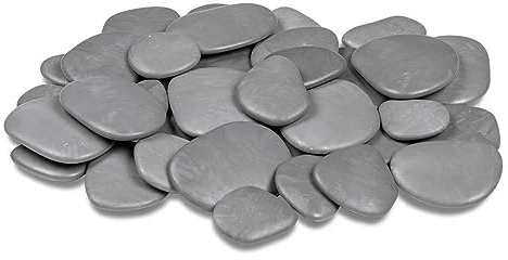 Kalapanta - Piedras Decorativas en plástico Reciclado para macetas, Pintura, acuarios, casa, jardín, Fabricado en Italia (Talla L, Ø 5-8 cm, Aprox. 45 Piezas, Gris),