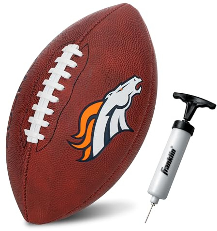 Franklin Sports NFL Denver Broncos Football - Youth Junior Size Football for Kids - Official NFL Team Logo + Colors Youth Ball - Kids Fan Shop Ball