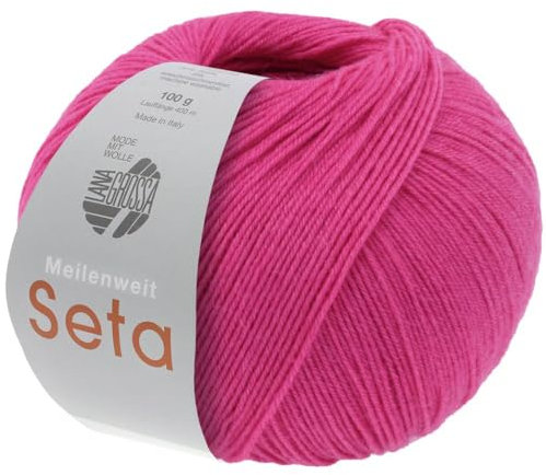 LANA GROSSA Meilenweit Seta | Sockengarn mit Seidenanteil, waschmaschinenfest | Handstrickgarn 55% Schurwolle (Merino), Polyamid, & Seide | 100g Wolle zum Stricken & Häkeln | 400m Garn FB37