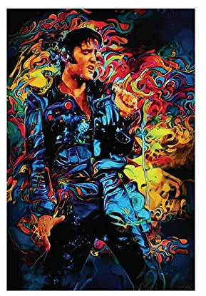 OWNPET Elvis Presley Leinwand-Poster, Wandkunst, Dekordruck, Bild, Gemälde für Wohnzimmer, Schlafzimmer, Dekoration, ungerahmt, 50 x 75 cm