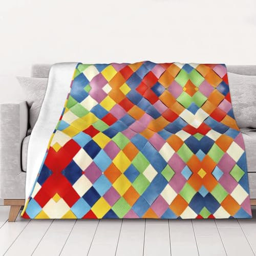 HAHAFU Bunte karierte personalisierte Decke, bedruckter weicher Flanell, warm, große Überwurfdecke für Bett, Sofa, 200 x 150 cm