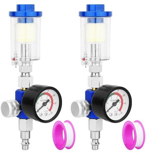 FBANG 2 x 1/4 Luftkompressorregler mit Manometer und Luftkompressor-Wasserabscheider, Wasserölabscheider als Ersatz, Luftkompressor-Filterregler geeignet für Spritzpistolen (GL-01)