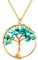 Only faith Collar para Mujer Arbol de Vida con piedras naturales Hecho a mano Acero Inoxidable Amuleto y protección Limpieza de 7 Chakras meditación (Pequeño Turquesa Dorado)