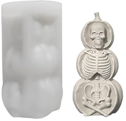 LERONO Silikonform, Kürbis-Totenkopf-Kerzenform, Halloween-Kerzenform, antihaftbeschichtet, leicht zu entformen, für selbstgemachte Kerzen, Pflaster, Fondant-Dekoration