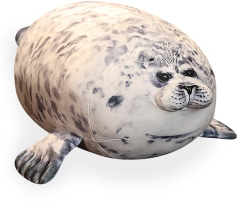 KNBMCAV Robbe Plush Niedliches Siegelkissen Graue Robbe Kuscheltier Plüschtier-Schlafkissenspielzeug Seal Plüschtier Stofftier Chubby Blob Seal Pillow Cushion für Kinder Erwachsene, 30cm