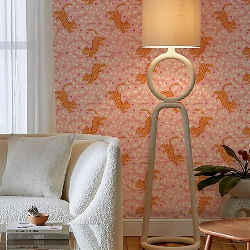 Selbstklebende Tapete Rosa Tiger Tapete Klebfolie Für Küche Schlafzimmer,Wasserfest Tapete Selbstklebend, Wandverkleidung Vinyl Diy Abnehmbar Tapeten,Statische Tapete 38X250CM