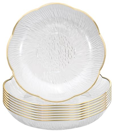 Juego de 8 platos de ensalada de acrílico blanco transparente de 6 pulgadas, platos pequeños de postre de plástico, platos redondos para aperitivos de cocina, platos poco profundos para restaurante,