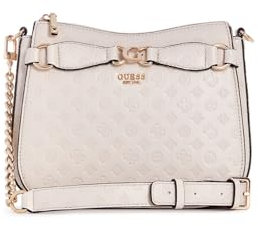 GUESS Arlena Logo Crossbody Hobo Taupe Logo