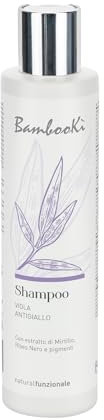 Shampoo Antigiallo Viola Professionale Bambookì per Capelli Biondi e Grigi di Gamma+, Neutralizza Riflessi Giallo Arancione, Idrata con Olio di Cocco Bamboo Cheratina, No SLS e Parabeni, Viola, 200ml